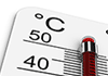 Fishtank thermometer showing aquarium temperature